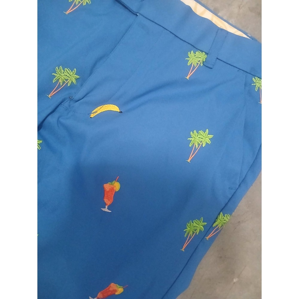 Loudmouth Men's Royal Blue Golf Pants Size 34 X 31.5 Bananas Palm Trees Cocktail - Picture 2 of 7